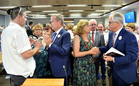 Federal Opposition Leader Bill Shorten and Prime Minister Malcolm Turnbull at the final sitting of the Royal Commission into Institutional Responses to Child Sexual Abuse in Sydney, Australia, December 14, 2017. Royal Commission into Institutional Responses to Child Sexual Abuse/Handout via REUTERS