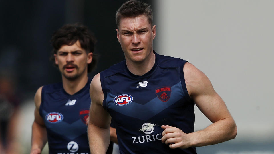 Melbourne's Tom McDonald was criticised by AFL great Matthew Richardson over his statements against mandatory vaccinations. (Photo by Dylan Burns/AFL Photos via Getty Images)