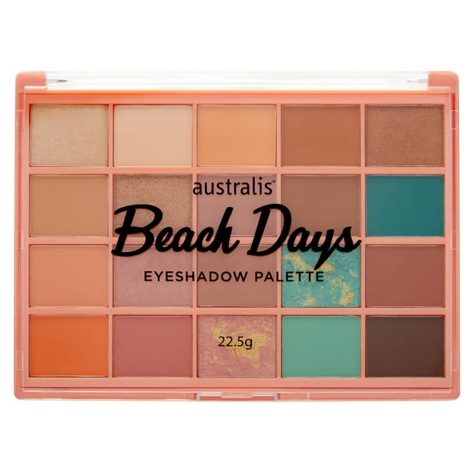 AUSTRALIS Beach Days Eyeshadow Palette in a large rectangular box with a range of colours