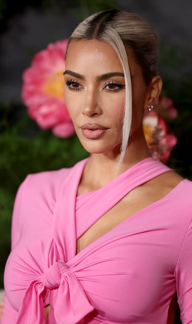 Kim Kardashian Channeled Her Inner Elle Woods in This Curve-Hugging Baby  Pink Gown at the Baby2Baby Gala