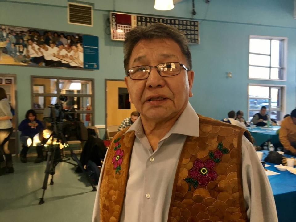 Alfonz Nitsiza, chief of Whati, N.W.T., says the federal government needs to clearly communicate with N.W.T. communities about the incoming vaccine mandate for air travellers. (Mark Rendell/CBC - image credit)