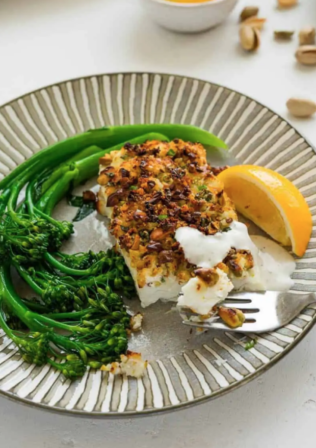 <p>Enjoy Clean Eating</p><p>This air fryer halibut recipe is healthy and tasty. The pistachios crust is made with ingredients like goat cheese, and lemon zest and the beautiful color of the pistachios; adds so much flavor to this healthy air fryer halibut fillet.</p><p><strong>Get the recipe: <a href="https://enjoycleaneating.com/air-fryer-halibut-recipe/" rel="nofollow noopener" target="_blank" data-ylk="slk:Air Fryer Halibut;elm:context_link;itc:0;sec:content-canvas" class="link ">Air Fryer Halibut</a></strong></p><p><strong>Related: <a href="https://parade.com/1093727/felicialim/healthy-air-fryer-snack-ideas-and-recipes/" rel="nofollow noopener" target="_blank" data-ylk="slk:34 Healthy Air Fryer Snacks We Can't Get Enough Of;elm:context_link;itc:0;sec:content-canvas" class="link ">34 Healthy Air Fryer Snacks We Can't Get Enough Of</a></strong></p>