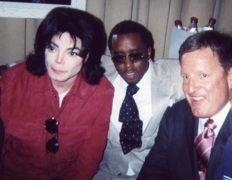 Michael Jackson (from left), Diddy and Burkle attended an MTV party in 2003. Burkle purchased Jackson’s Neverland ranch for $22 million in 2020.