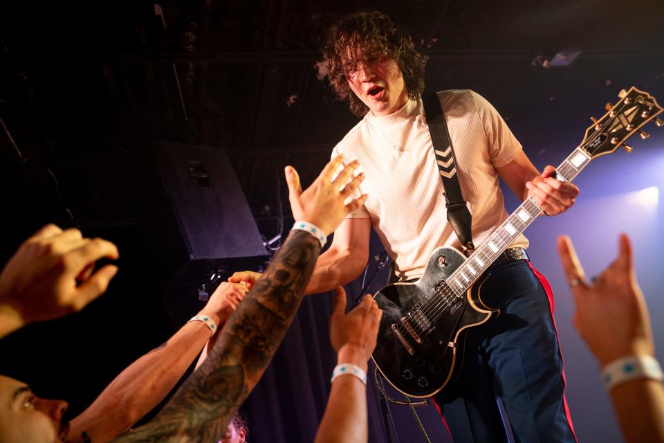 Ethan Waggoner of Gloom Girl MFG thanks his fans after their show at The Basement East.