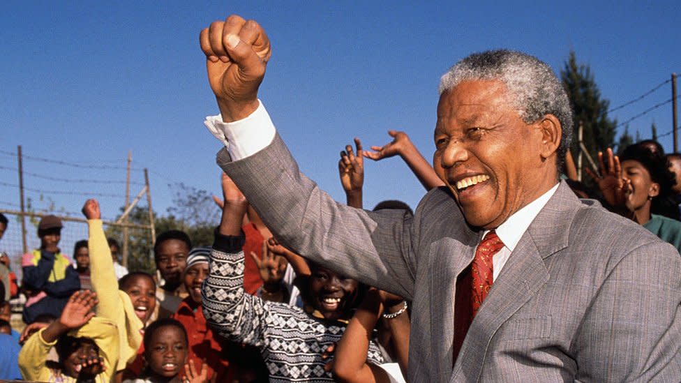 Nelson Mandela holding