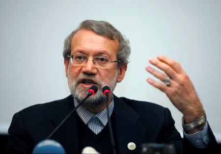 FILE PHOTO: Iran's parliament speaker Ali Larijani holds a news conference in Istanbul January 22, 2015. REUTERS/Osman Orsal/File Photo