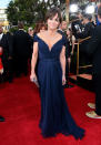 Golden Globes 2013: Sally Field was glamorous in a plunging midnight-blue off the shoulder gown © Getty