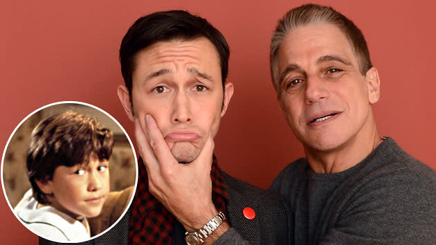 Joseph Gordon-Levitt (also inset from 'Angels in the Outfield') and Tony Danza pose at this year's Sundance Film Festival