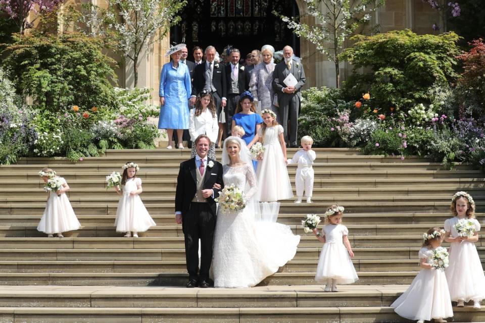 PHOTO: Newlyweds Mr. Thomas Kingston and Lady Gabriella Windsor pose on the steps of the chapel with their bridesmaids, page boys and guests after their wedding at St George's Chapel on May 18, 2019 in Windsor, England.  (Chris Jackson/WPA Pool/Getty Images, FILE)