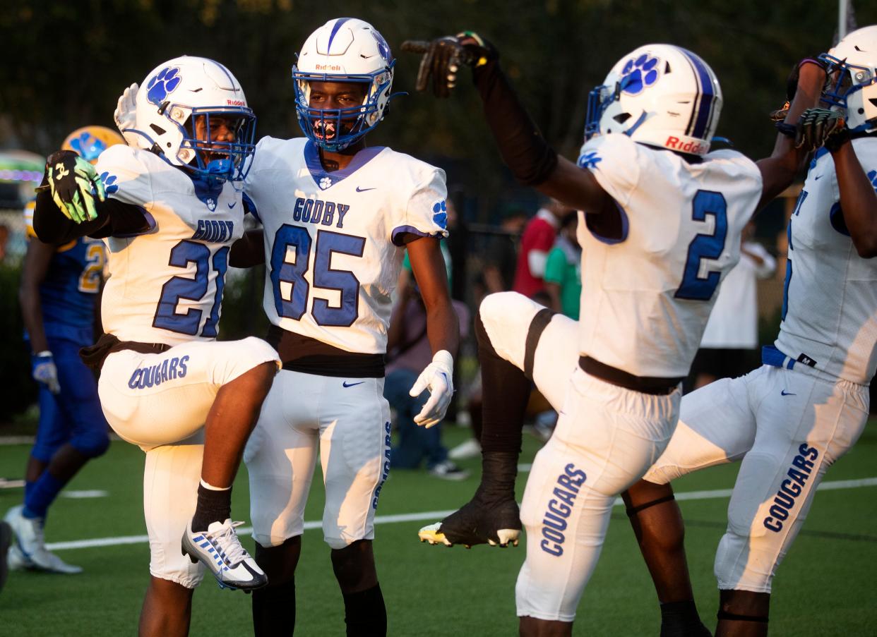 Rickards and Godby High Schools face off in the annual rivalry game at Gene Cox Stadium on Friday, Sept. 16, 2022 in Tallahassee, Fla. 