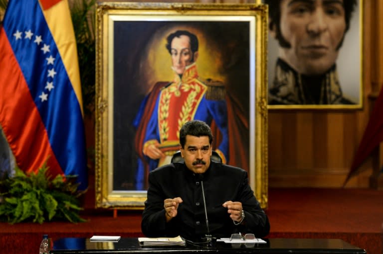 Venezuelan President Nicolas Maduro speaks during a press conference for foreign correspondents at the Miraflores presidential palace in Caracas, on June 22, 2017