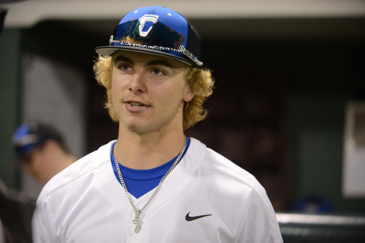 Chester County's Hunter McLemore gets interviewed by The Jackson Sun after the TSSAA Baseball match between Chester County and Jackson Christian in Henderson, Tenn., on Thursday, April 11, 2024.