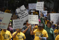 <p>Save Medicaid Rally at Skyline Park near Sen. Cory Gardner’s Denver office July 06, 2017 in Denver. Several hundred protesters gathered to keep up the pressure on Sen. Gardner to vote no on the proposed health care bill, which would limit Medicaid to those in need. Last week ten disabled protesters were arrested after refusing to leave Sen. Gardner’s office after a sit-in protest. (Photo: Andy Cross/The Denver Post via Getty Images) </p>