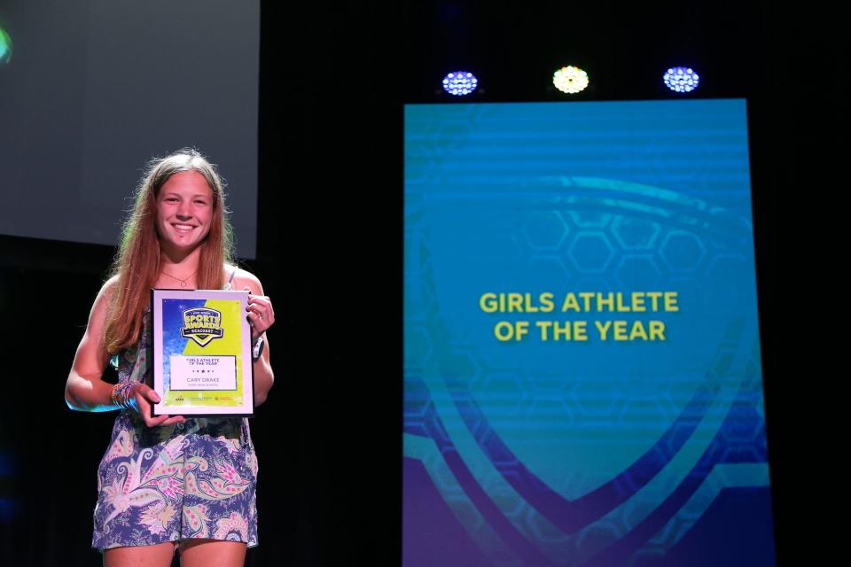 Cary Drake of York High School is named overall Girls Athlete of the Year during the 2022 Seacoast All-Star Sports Awards at The Music Hall in Portsmouth on Monday, June 20.