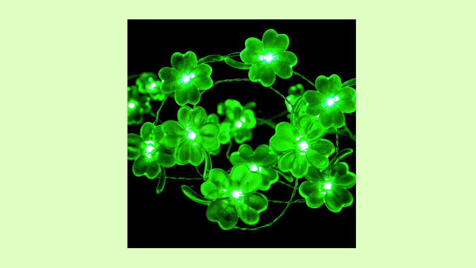 The shamrock lights have a mesmerizing green glow.