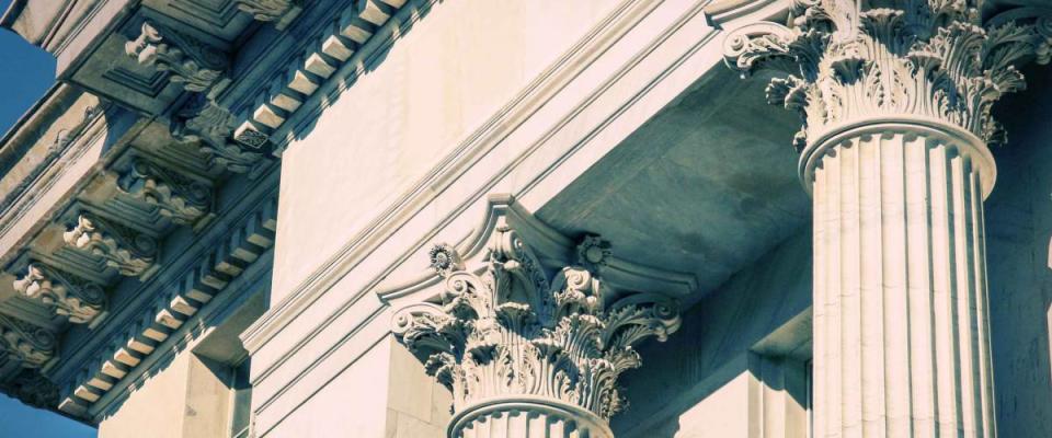 Classical Greek Columns in a Bank building