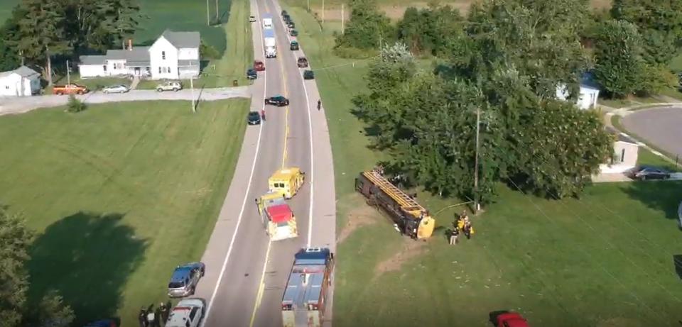 The scene of a school bus crash in Clark County.