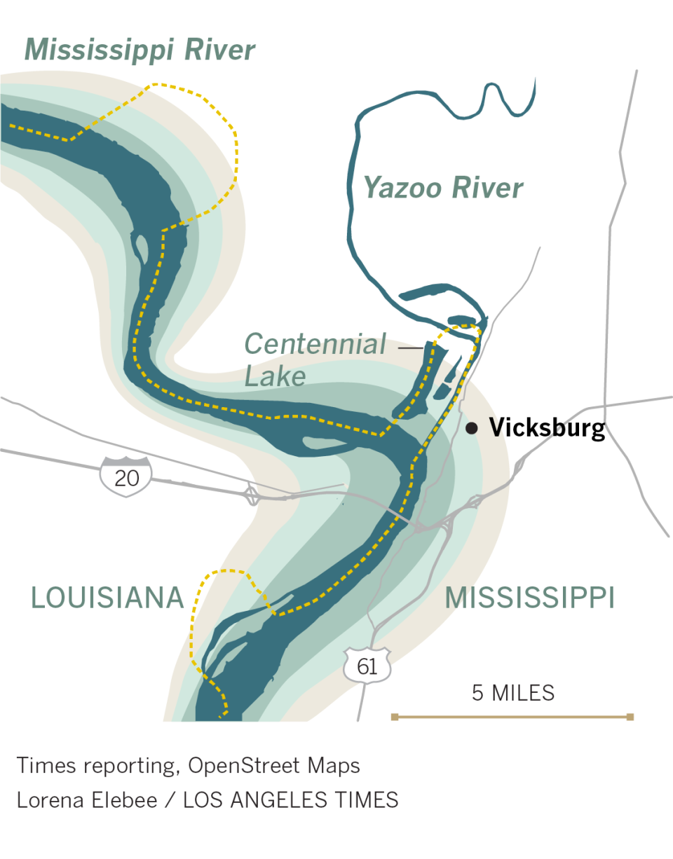 Map of Mississippi River near Vicksburg.