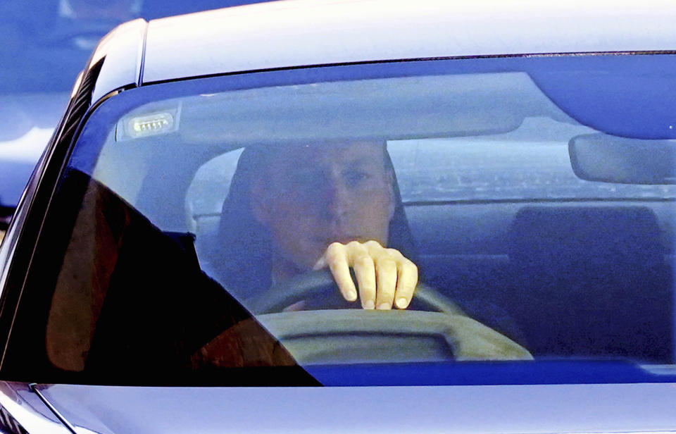 Britain's Prince William drives away from the London Clinic, in central London, where Kate, the Princess of Wales is recovering after undergoing successful abdominal surgery, Thursday Jan. 18, 2024. (Lucy North/PA via AP)