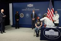 U.S. President Biden participates in an event on state of U.S. coronavirus vaccinations at the White House in Washington