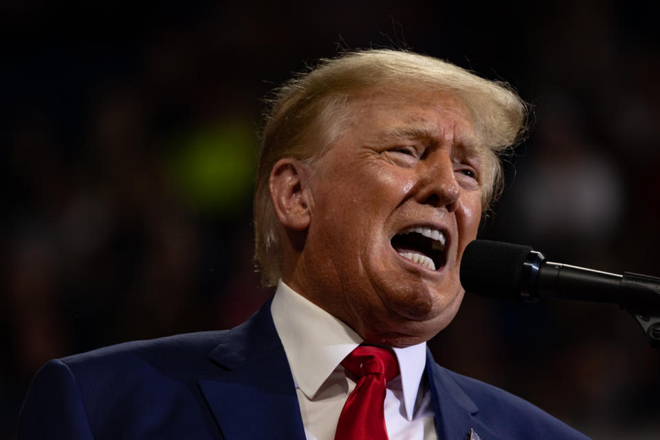 El expresidente Donald Trump habla en un mitin en Wilkes-Barre, Pensilvania, el 3 de septiembre de 2022. (Hannah Beier/The New York Times)