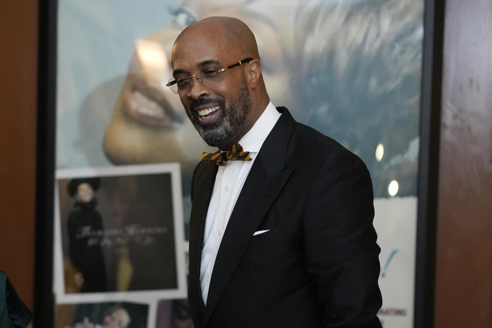 The Rev. Frederick D. Haynes III smiles in Dallas, Thursday, Feb. 1, 2024. The civil rights group founded by the Rev. Jesse Jackson in the 1970s is elevating a new leader for the first time in more than 50 years, choosing Haynes as his successor to take over the Rainbow PUSH Coalition. (AP Photo/LM Otero)