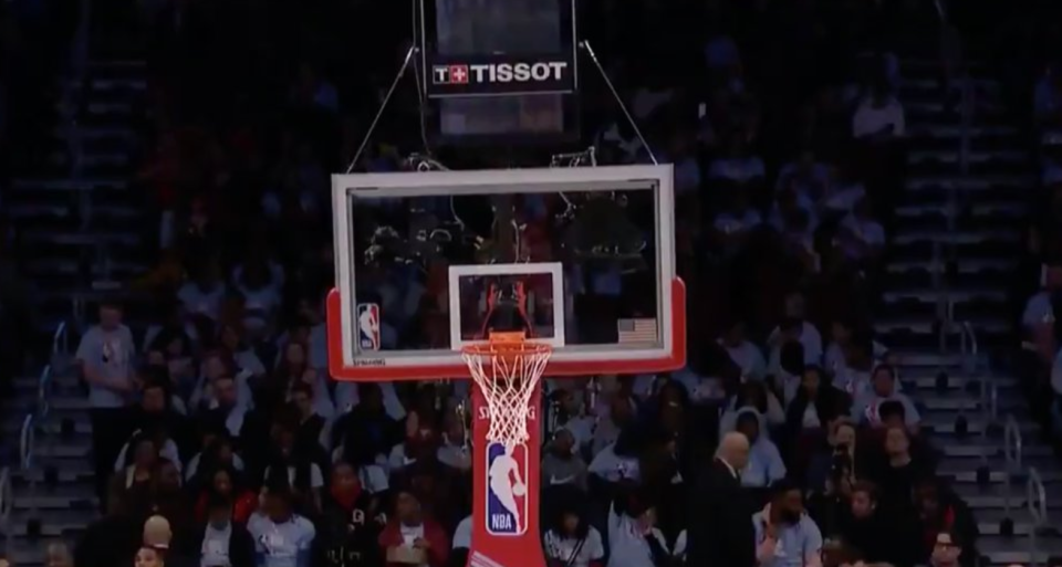 Zion Williamson dunked so hard at the Rising Stars game that it bent the hoop on Friday night at the United Center in Chicago.