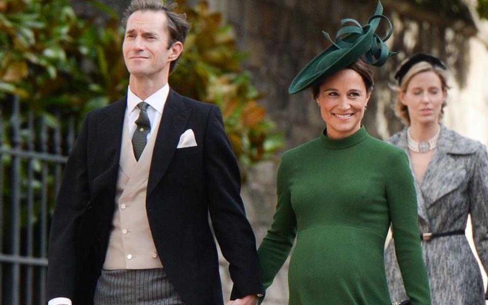 Pippa Middleton and her husband, James Matthews, at the wedding of Princess Eugenie last Friday - WireImage