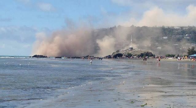 The cliffs at Sumner just after the earthquake. Photo: Jess Eastmond/ Rebuild Christchurch Facebook page