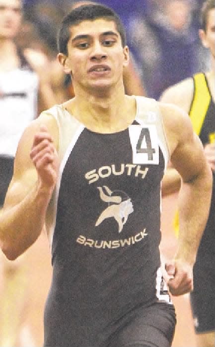 South Brunswick’s Morgan Murray won the boys Group IV 800-meter race on Monday, Feb. 17, 2014, at the Bennett Center in Toms River.