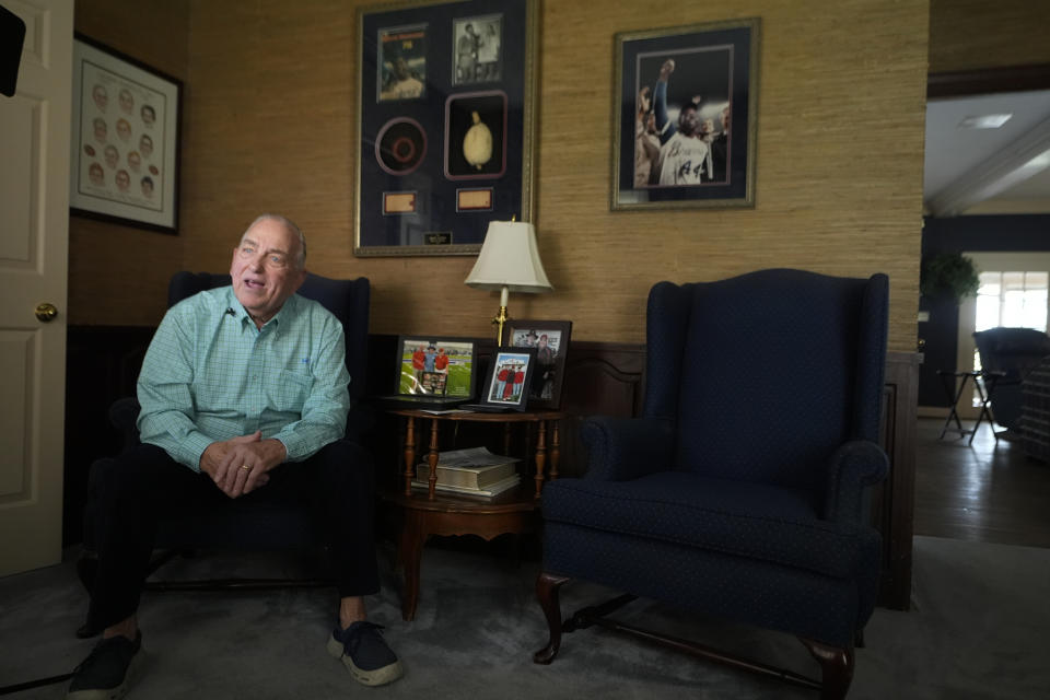 Charlie Russo speaks during an interview at his home Tuesday, March 26, 2024, in Savannah, Ga. Russo had an unbelievable view of Hank Aaron's record-breaking 715th home run. Fifty years later, he's ready to share it with the world. (AP Photo/John Bazemore)