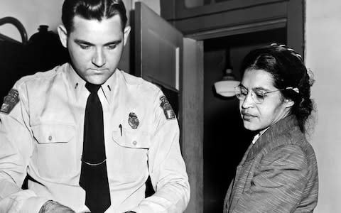 Rosa Parks after being detained in 1955 - Credit: Underwood Archives