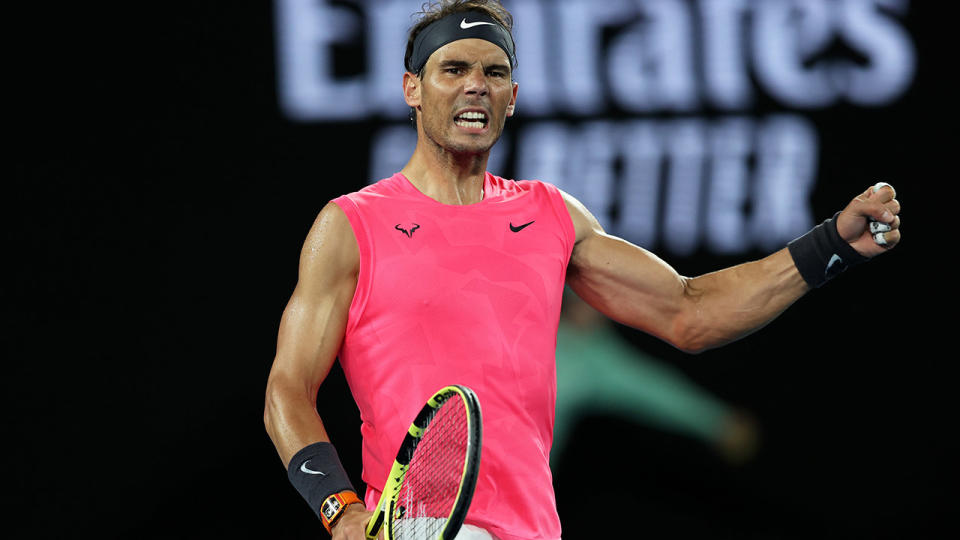 Rafael Nadal, pictured here celebrating his win at the Australian Open.