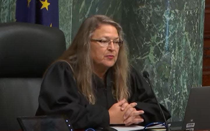 Judge Frances Gull speaks at the Oct. 19 hearing of accused Delphi killer Richard Allen.