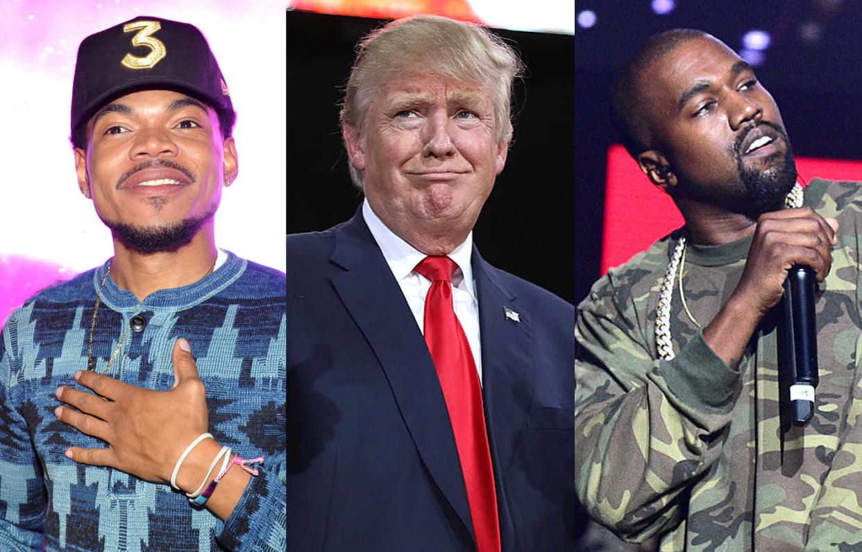 Chance the Rapper apologizes for defending Kanye West after getting praised by President Trump. (Photos: Getty Images)