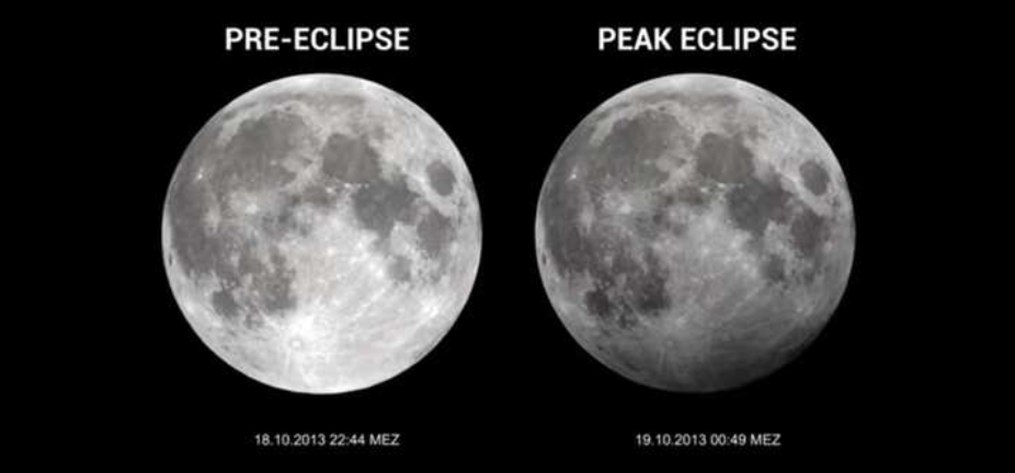 NASA infographic shows subtle difference between normal moon and moon during penumbral eclipse