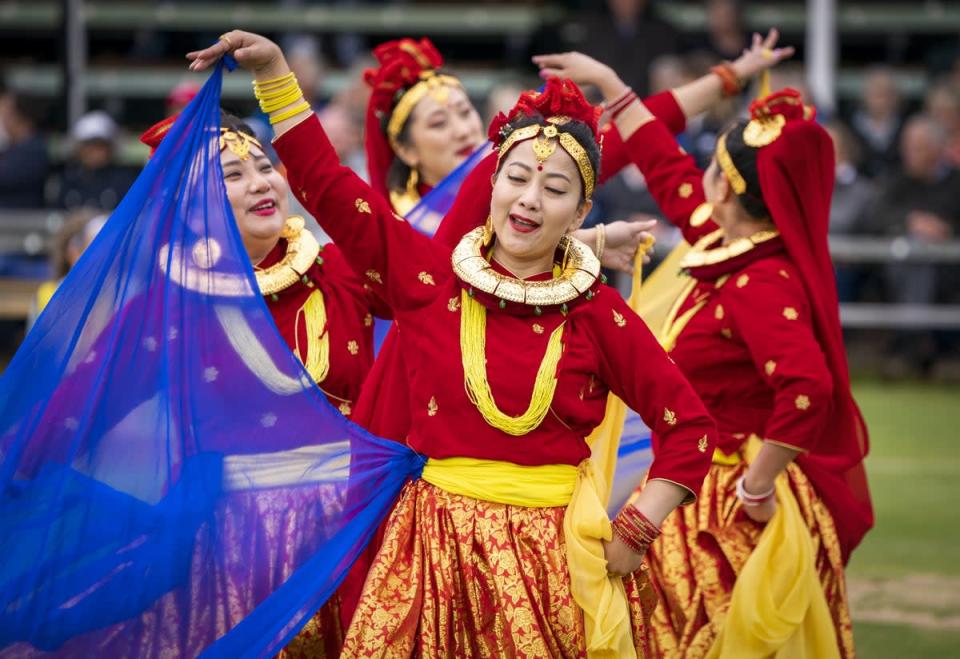 A group of Nepalese dancers gave a display of their traditions (Jane Barlow/PA) (PA Wire)