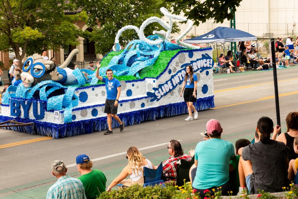 The BYU float at the annual Days of ’47 Parade in Salt Lake City on Monday, July 24, 2023. | Megan Nielsen, Deseret News