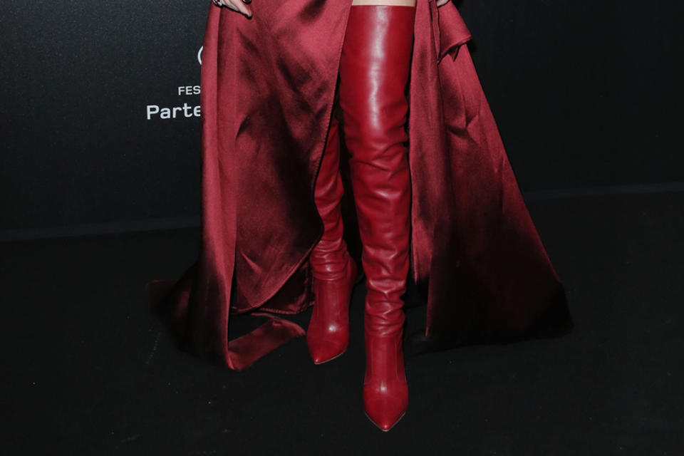 A closer look at Amber Heard’s Elie Saab boots. - Credit: Shutterstock