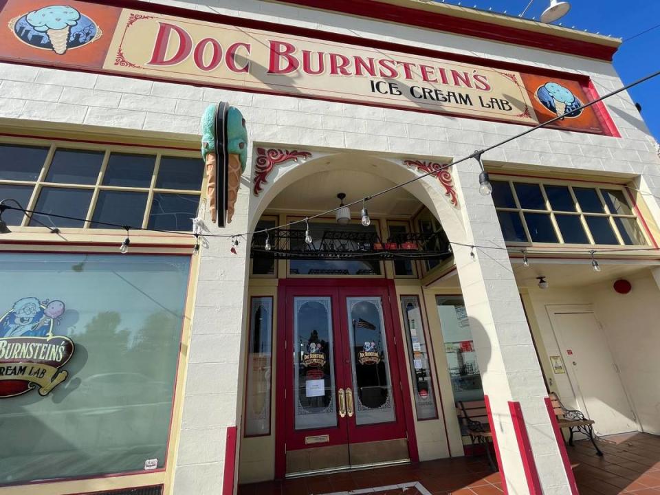A sign posted on the door of the Arroyo Grande parlor in February 2023 said Doc Burnstein’s Ice Cream Lab was “closed indefinitely.”