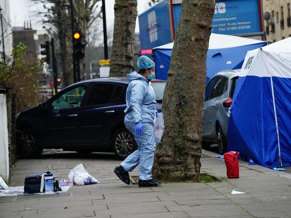 A Met Police officer at the scene on Chippenham Road, Maida Vale (Aaron Chown/PA)