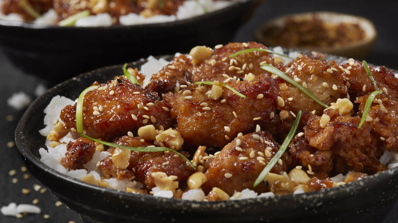 Plate of sesame chicken