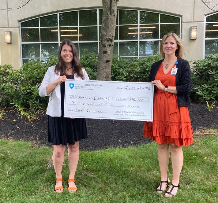 From left to right are Rachel Gibbons, executive director of the American Diabetes Association New England accept a $10,000 community benefit grant from Michelle Hanson, RN, director of strategic planning and community benefit at Wentworth-Douglass Hospital.