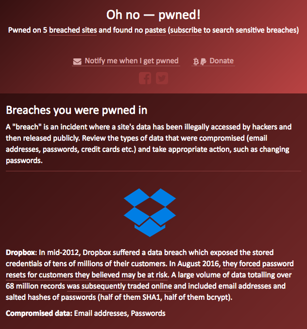 haveibeenpwned muestra el oerigen de la filtración (haveibeenpwned)