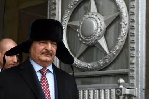 Field Marshal Khalifa Haftar on a November 2016 visit to Moscow