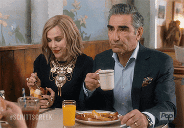 moira and johnny at the diner on schitt's creek