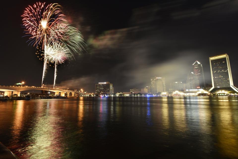 Fireworks are scheduled for midnight on New Year's Eve over the St. Johns River in downtown Jacksonville