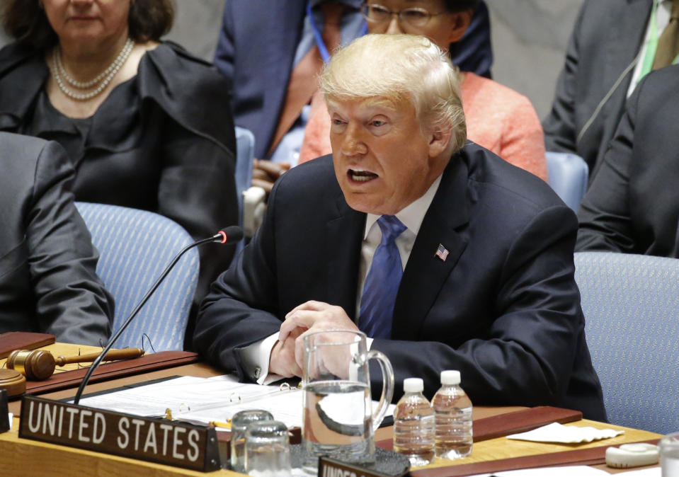 President Trump chairs a meeting of the United Nations Security Council on Sept. 26. (Photo: Eduardo Munoz/Reuters)