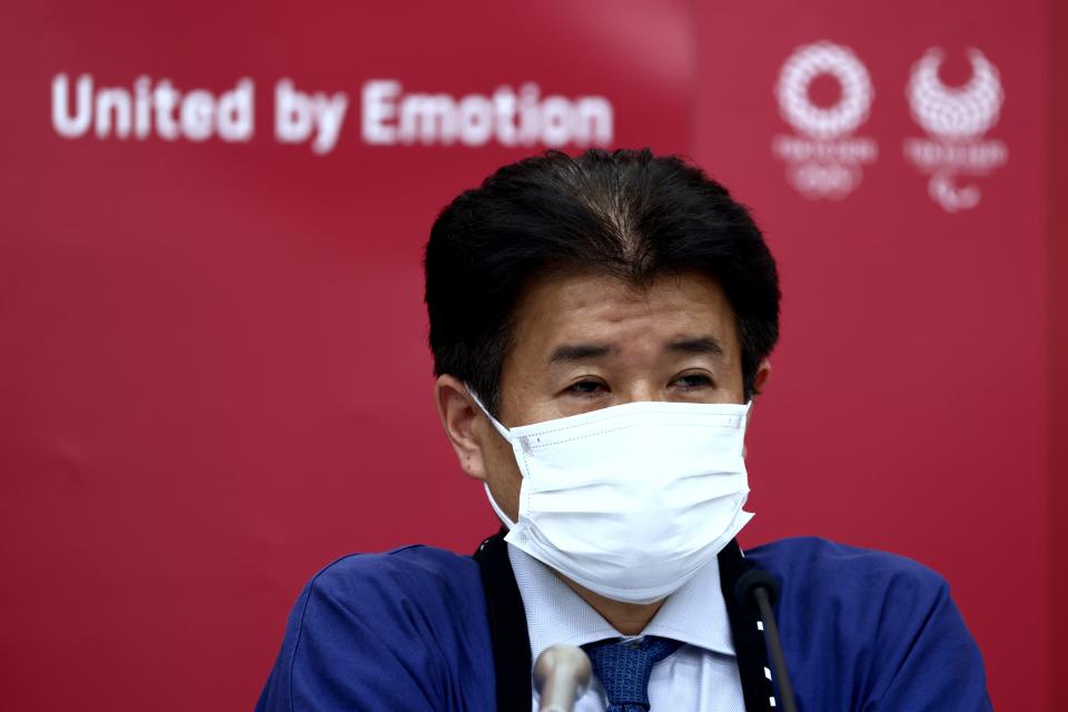 Chief of the main operation centre of Tokyo 2020 Olympic Games Hidemasa Nakamura attends an online press briefing for the presentation of the version three of Tokyo 2020 Playbook in Tokyo on June 15, 2021. (Behrouz Mehri/Pool Photo via AP)