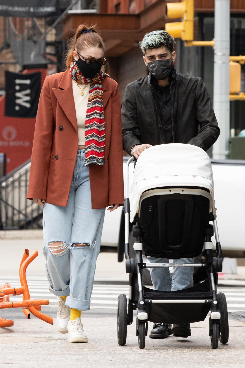 Gigi Hadid and Zayn Malik with their daughter in NYC